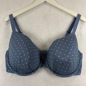 Cacique Blue Polka Dot Lightly Lined T-Shirt Bra 40DDD Underwire 1110182